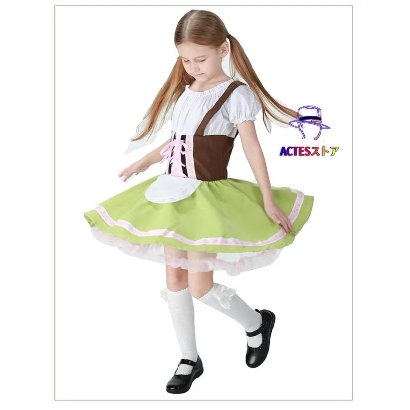 コスプレ メイド コスム ドレス　ハロウィン 衣装 子供 キャラクター 女の子 ジュニア かわいい 可愛い ハロウィン衣装 子供用 ウエスタン　コスプレ衣装