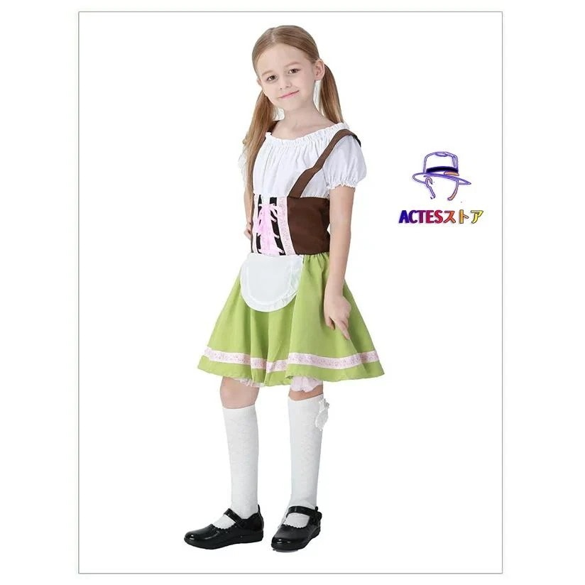 コスプレ メイド コスム ドレス　ハロウィン 衣装 子供 キャラクター 女の子 ジュニア かわいい 可愛い ハロウィン衣装 子供用 ウエスタン　コスプレ衣装