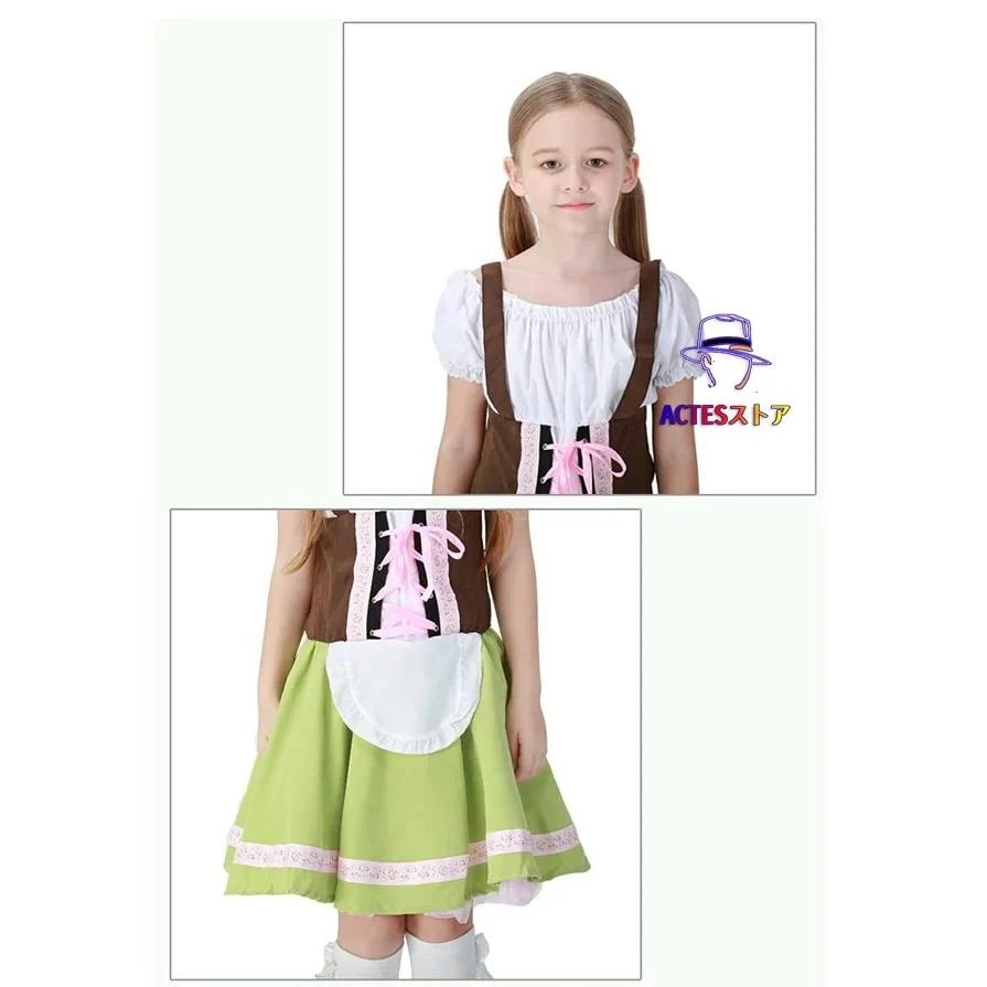 コスプレ メイド コスム ドレス　ハロウィン 衣装 子供 キャラクター 女の子 ジュニア かわいい 可愛い ハロウィン衣装 子供用 ウエスタン　コスプレ衣装