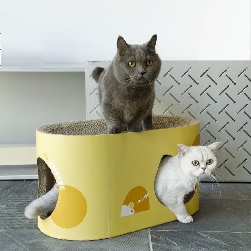 【JPPMA認証】爪とぎ 猫 トンネル式 段ボール 57x29x29cm 楕円型 ハウス 爪研ぎ キャット 高密度 ストレス解消 ボックス かわいい 大型 猫ハウス 長持ち おもちゃ 丈夫 MSBC