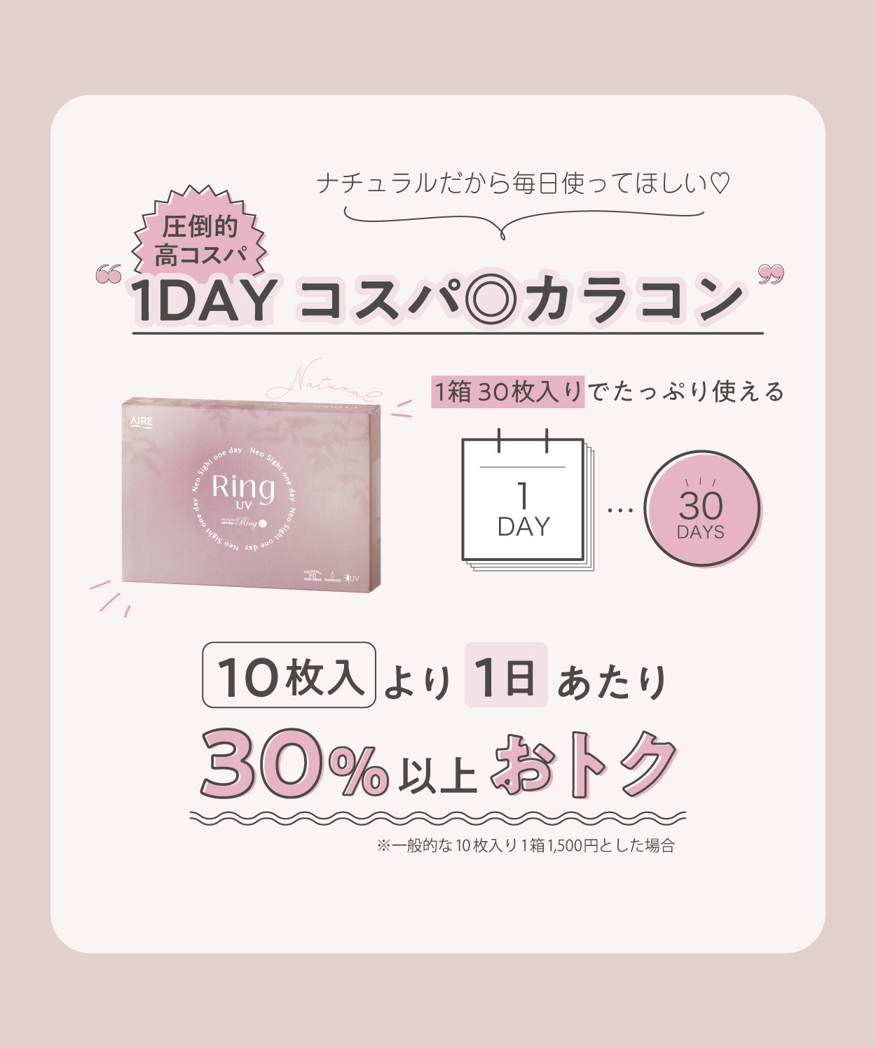 2個セット ネオサイト ワンデー リングUV サークルレンズ30枚入り