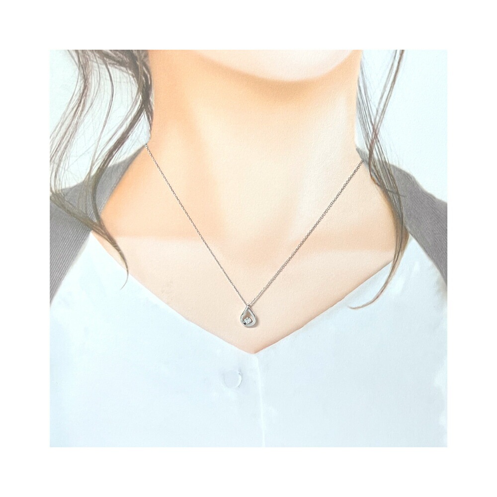 リボン済＆紙袋 4c ネックレス 正規品 レディース しずくモチーフ ネックレス ペンダント ジュエリー アクセサリー キュービックジルコニア シルバー 祝い 喜ばれるギフト_5