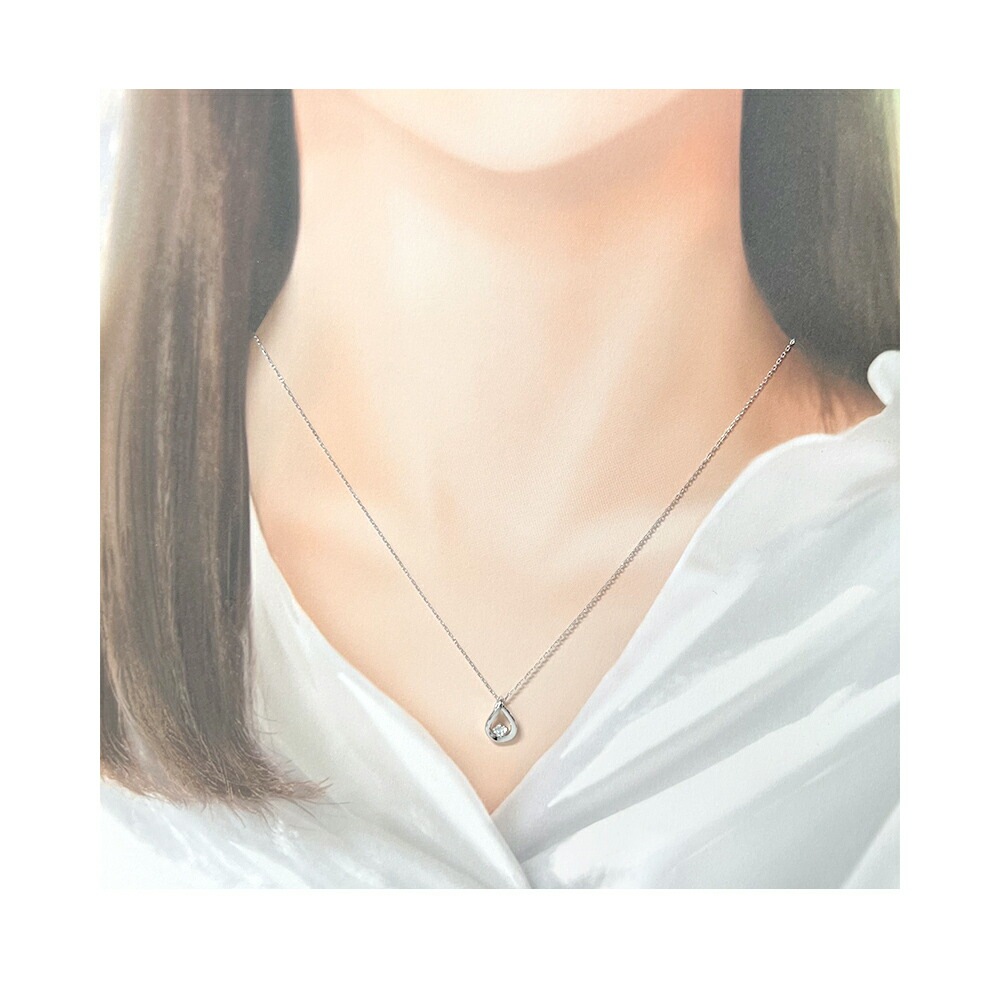 リボン済＆紙袋 4c ネックレス 正規品 レディース しずくモチーフ ネックレス ペンダント ジュエリー アクセサリー キュービックジルコニア シルバー 祝い 喜ばれるギフト_7
