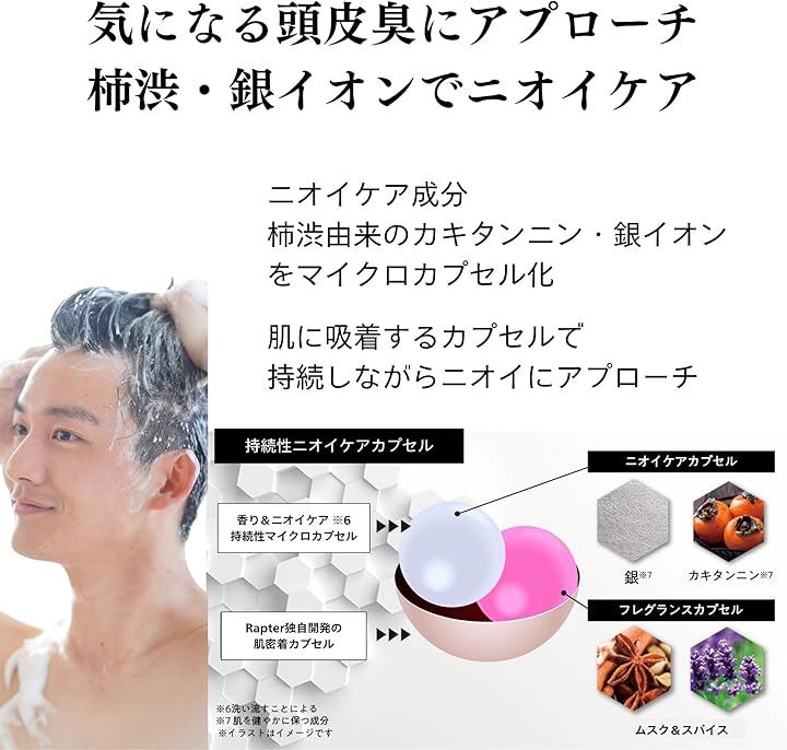 ラプター グルーミングヘアウォッシュ 2本セット シャンプー メンズ 250ml 頭皮 におい スカルプ リンスインシャンプー 柿渋 加齢 臭い ムスクの香り(250mlx2本セット)