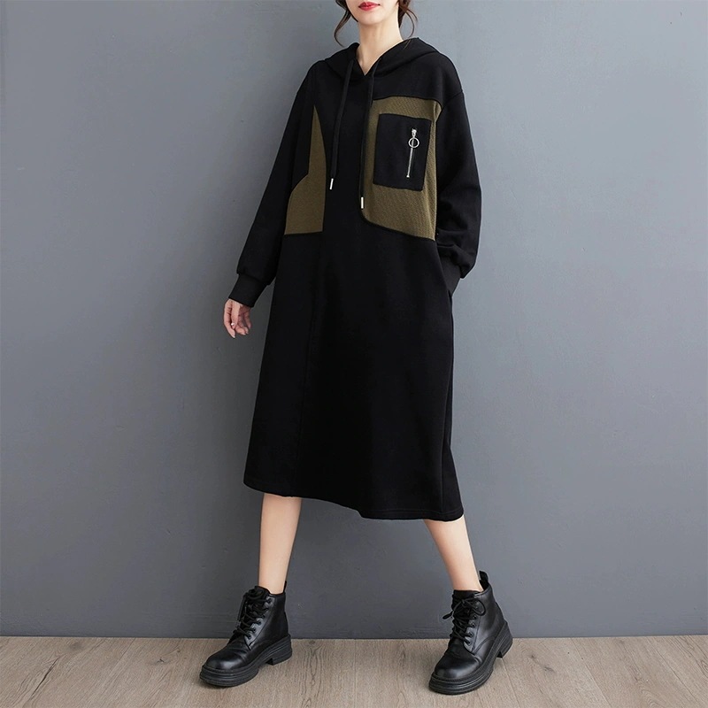 2024春冬の新型ロングワンピース怠惰なパーカーTシャツワンピーススウエットパーカーロンT 2024春冬の新型ロングワンピース怠惰なパーカーTシャツワンピーススウエットパーカーロンT