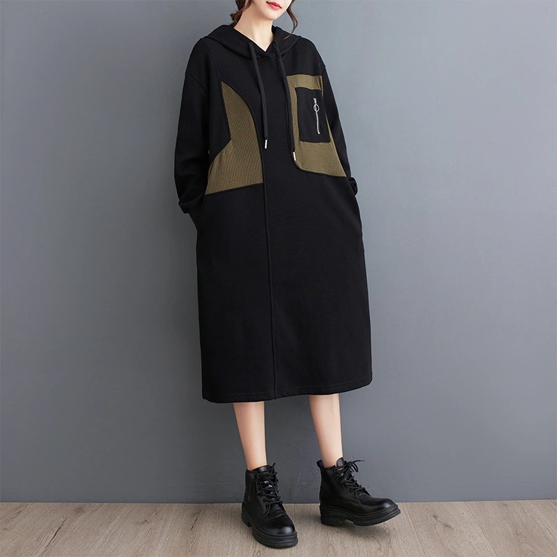 2024春冬の新型ロングワンピース怠惰なパーカーTシャツワンピーススウエットパーカーロンT 2024春冬の新型ロングワンピース怠惰なパーカーTシャツワンピーススウエットパーカーロンT