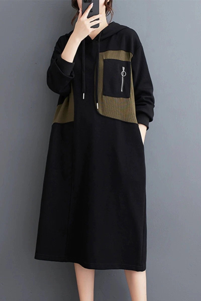 2024春冬の新型ロングワンピース怠惰なパーカーTシャツワンピーススウエットパーカーロンT 2024春冬の新型ロングワンピース怠惰なパーカーTシャツワンピーススウエットパーカーロンT