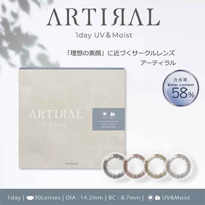 (2箱60枚) カラコン 1day アーティラル UVモイストワンデー 58% 度あり 度なし ARTIRAL UV&Moist カラーコンタクトレンズ sho