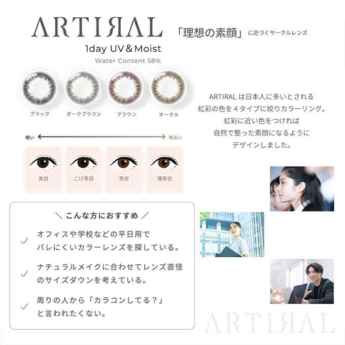 (2箱60枚) カラコン 1day アーティラル UVモイストワンデー 58% 度あり 度なし ARTIRAL UV&Moist カラーコンタクトレンズ sho
