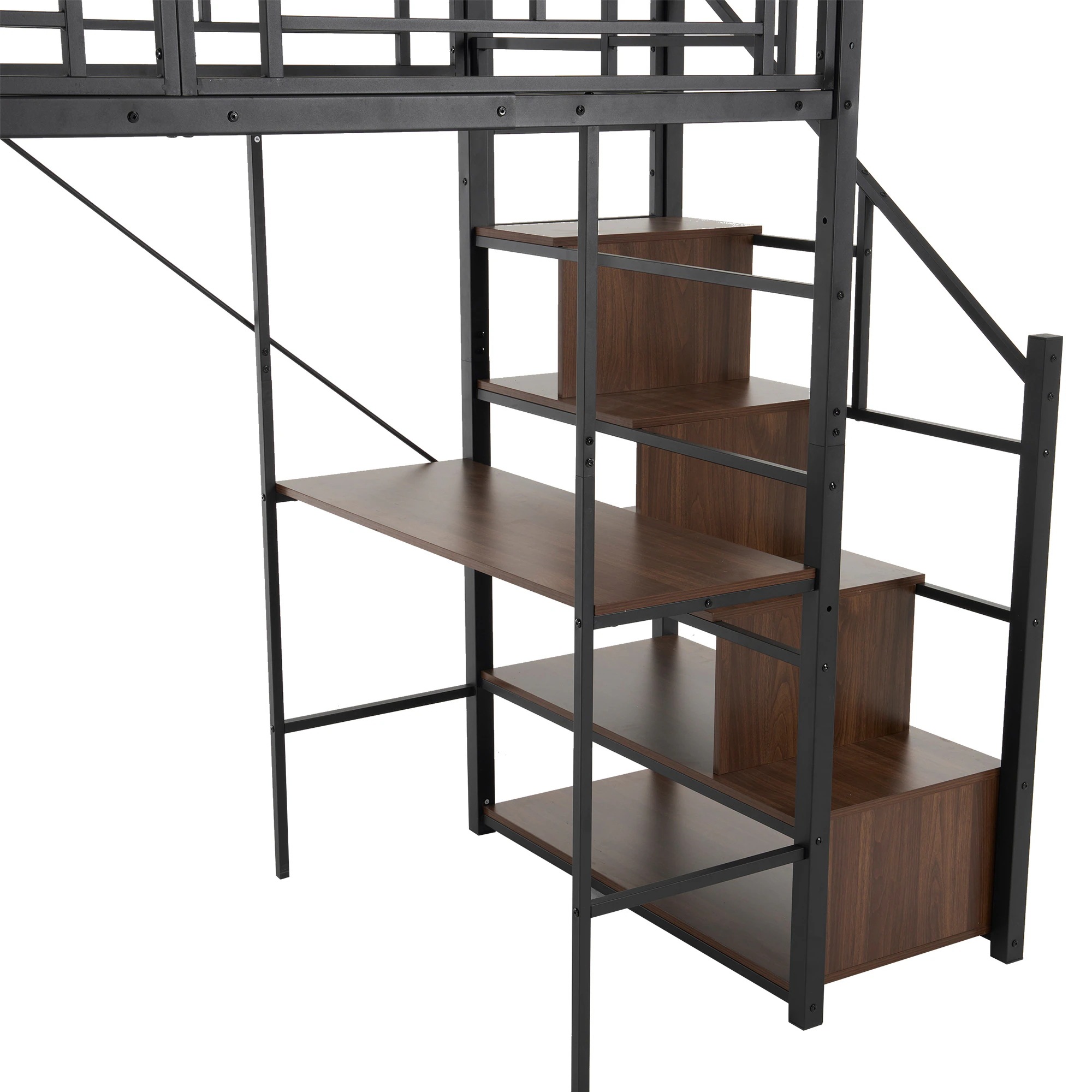 ロフトベッド パイプベッド シングル デスク付き 収納棚 階段付き 左右入れ替え可能 収納 大人 一人暮らし 子供ベッド 北欧風 二段ベッド 子供部屋 スチール 耐震 パイプ 金属