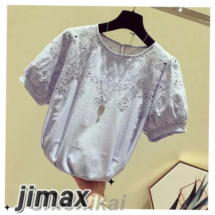 ブラウス レディース 40代 春夏新作 オシャレブラウス レースシャツ 半袖トップス パフスリーブブラウス 大人 通勤 ゆったり シャツ 韓国風 30代 50代