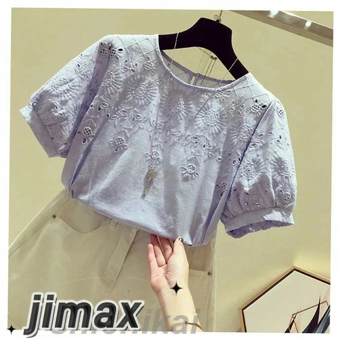 ブラウス レディース 40代 春夏新作 オシャレブラウス レースシャツ 半袖トップス パフスリーブブラウス 大人 通勤 ゆったり シャツ 韓国風 30代 50代