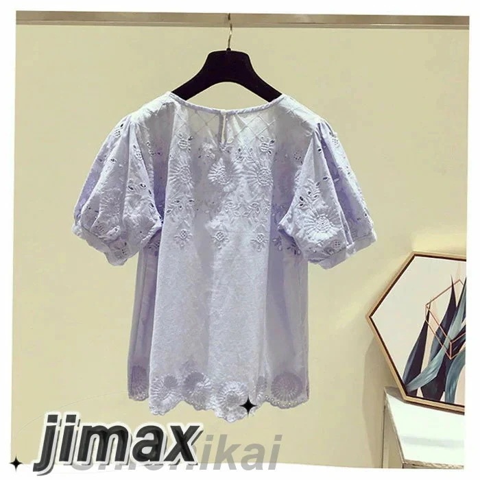 ブラウス レディース 40代 春夏新作 オシャレブラウス レースシャツ 半袖トップス パフスリーブブラウス 大人 通勤 ゆったり シャツ 韓国風 30代 50代
