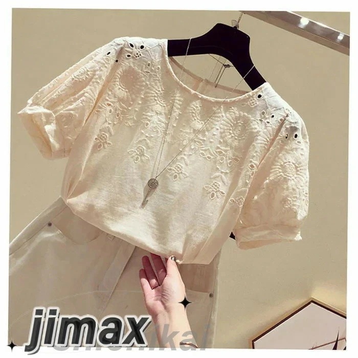 ブラウス レディース 40代 春夏新作 オシャレブラウス レースシャツ 半袖トップス パフスリーブブラウス 大人 通勤 ゆったり シャツ 韓国風 30代 50代