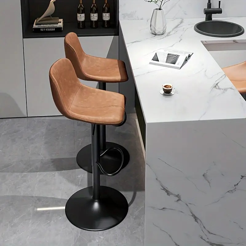 カウンターチェア 360回転 おしゃれ インテリア 高さ調節可能 背もたれ レザー バースツール カフェ 飲食店 レストラン ブラウン グレー ２色