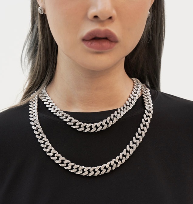 [BTS Jin/2pm ジュノ 着用]レーニンストーン クバンチェーンネックレス13mm(silver) 韓国人気ブランド 韓国人気ファッション 人気ジュエリー