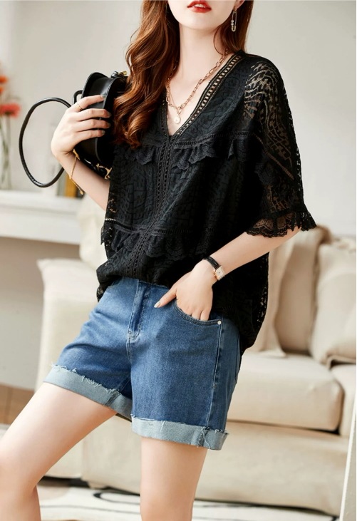 トップス ブラウス カットソー プルオーバー 5分袖 五分袖 Vネック 襟なし ワイド レース フリル 透け感 シースルー 綿 ポリエステル 大人可愛い きれいめ シンプル カジュアル おしゃれ トップス ブラウス カットソー プルオーバー 5分袖 五分袖 Vネック 襟なし ワイド レース フリル 透け感 シースルー 綿 ポリエステル 大人可愛い きれいめ シンプル カジュアル おしゃれ