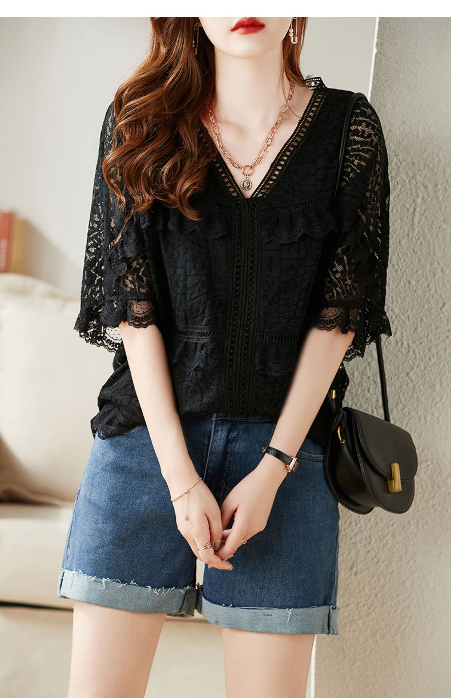 トップス ブラウス カットソー プルオーバー 5分袖 五分袖 Vネック 襟なし ワイド レース フリル 透け感 シースルー 綿 ポリエステル 大人可愛い きれいめ シンプル カジュアル おしゃれ トップス ブラウス カットソー プルオーバー 5分袖 五分袖 Vネック 襟なし ワイド レース フリル 透け感 シースルー 綿 ポリエステル 大人可愛い きれいめ シンプル カジュアル おしゃれ