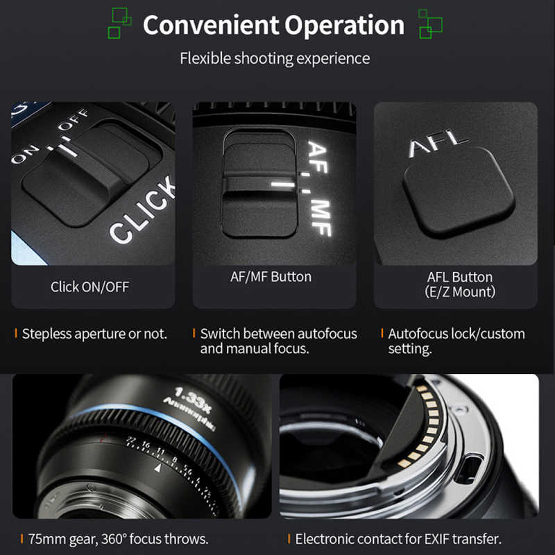 SIRUI カメラレンズ オートフォーカスアナモルフィックレンズ T1.8 S35 40mm MFT/ナチュラル ( マイクロフォーサーズ / 単焦点レンズ ) 40AF133X-MN-JP SIRUI カメラレンズ オートフォーカスアナモルフィックレンズ T1.8 S35 40mm MFT/ナチュラル ( マイクロフォーサーズ / 単焦点レンズ ) 40AF133X-MN-JP