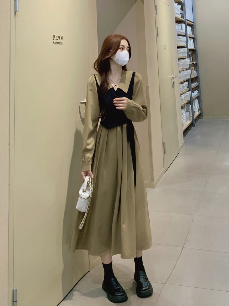 ワンピース レディース ロングスカート フレアスカート フレアワンピース ワンピドレス 膝下 ミモレ ミモレ丈 ミディアム丈 長袖 ボリューム袖 Vネック フレア Aライン ウエストリボン ワンピース レディース ロングスカート フレアスカート フレアワンピース ワンピドレス 膝下 ミモレ ミモレ丈 ミディアム丈 長袖 ボリューム袖 Vネック フレア Aライン ウエストリボン