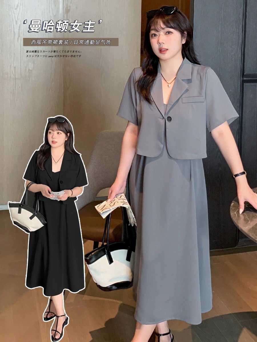2024 制服セット 夏 通勤 スーツセット スーツ＋キャミワンピース 大きいサイズ 大人 上下セット 体型カバー メガ割 夏 フォーマル セットアップ レディース 韓国ファッション