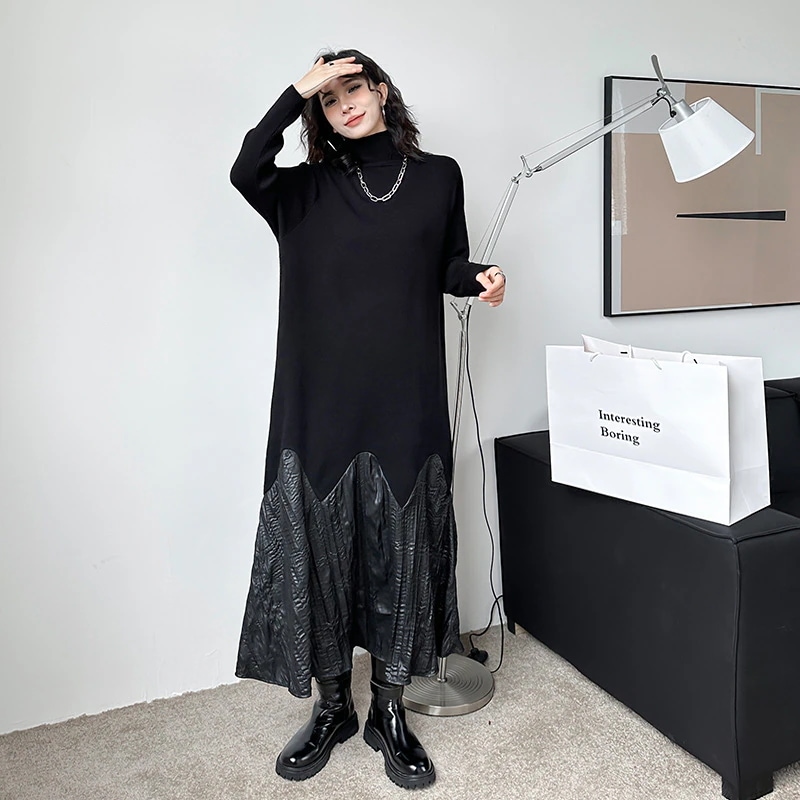 ニットワンピース ロングワンピース ゆったり おしゃれ ワンピース 新作 タートルネック 気質 秋冬 高級感 切り替え ニットワンピース ロングワンピース ゆったり おしゃれ ワンピース 新作 タートルネック 気質 秋冬 高級感 切り替え