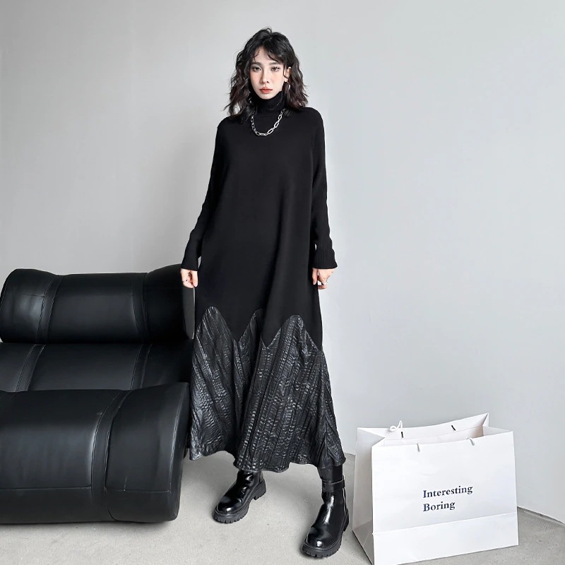 ニットワンピース ロングワンピース ゆったり おしゃれ ワンピース 新作 タートルネック 気質 秋冬 高級感 切り替え ニットワンピース ロングワンピース ゆったり おしゃれ ワンピース 新作 タートルネック 気質 秋冬 高級感 切り替え