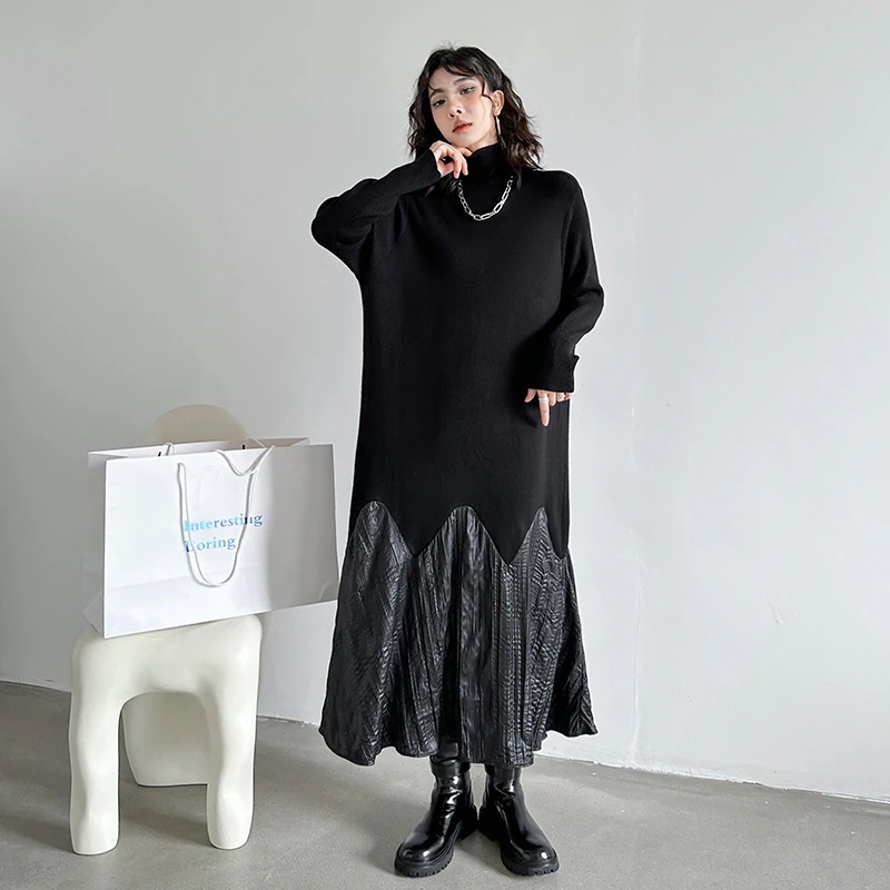 ニットワンピース ロングワンピース ゆったり おしゃれ ワンピース 新作 タートルネック 気質 秋冬 高級感 切り替え ニットワンピース ロングワンピース ゆったり おしゃれ ワンピース 新作 タートルネック 気質 秋冬 高級感 切り替え