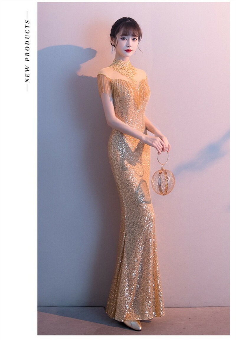 「品質良い」マーメイドドレス ロングドレス 結婚式ドレス 「XS~3XL」 パーティードレス ウエディングドレス お呼ばれ 二次会 披露宴 謝恩会 成人式 高級 舞台衣装 キャバ嬢 スパンコール お姫