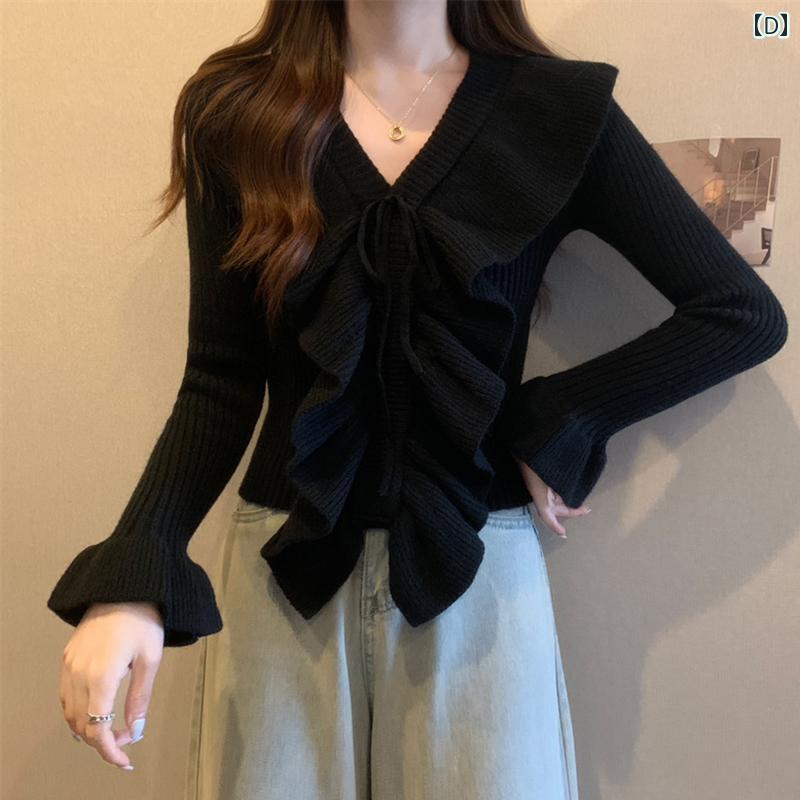 レディース トップス セーター パーカー オシャレ 韓国 スタイル カワイイ カジュアル カーディガン 長袖 ニット 秋 冬 春 インナー デザイン ルーズ ベルスリーブ ニット ハイウエスト ショー mdprevattcaulkingandwaterproofing.com