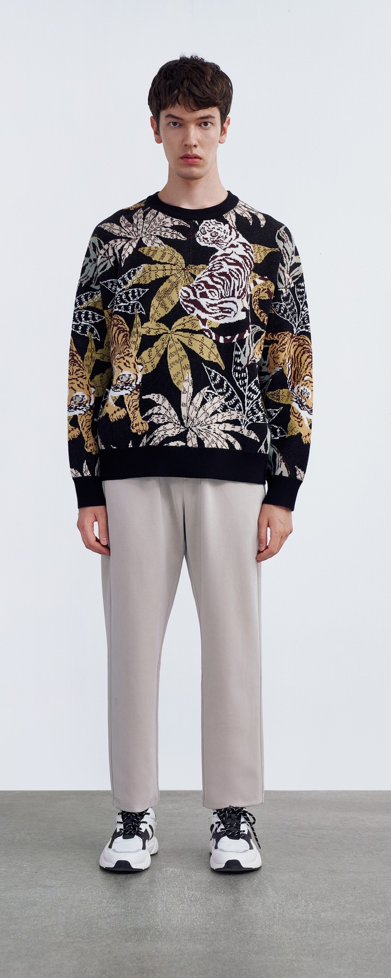 春 秋 冬 メンズ ナショナルタイド ダークウィンド タイガープリント セーター ニットTシャツ 個性的なデザイン XS S M 個性的 トップス Tシャツ シャツ ニットソー 袖あり 長袖 きれいめ