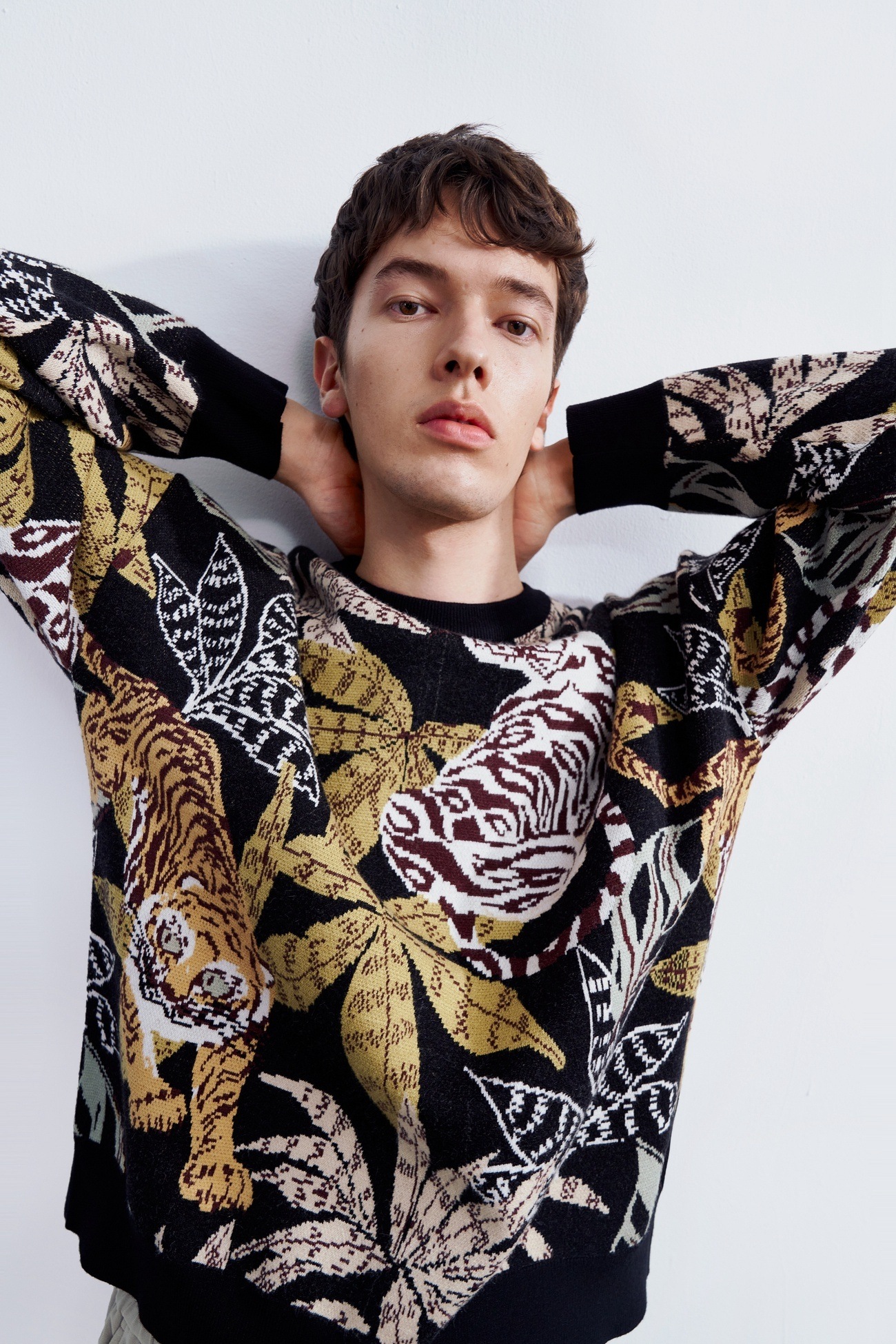 春 秋 冬 メンズ ナショナルタイド ダークウィンド タイガープリント セーター ニットTシャツ 個性的なデザイン XS S M 個性的 トップス Tシャツ シャツ ニットソー 袖あり 長袖 きれいめ