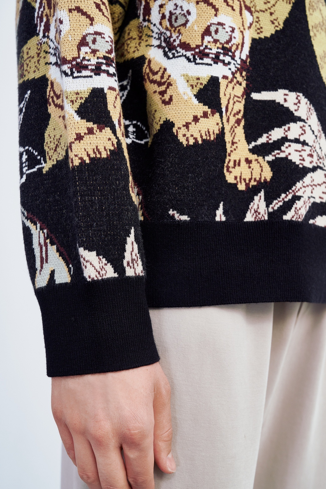 春 秋 冬 メンズ ナショナルタイド ダークウィンド タイガープリント セーター ニットTシャツ 個性的なデザイン XS S M 個性的 トップス Tシャツ シャツ ニットソー 袖あり 長袖 きれいめ