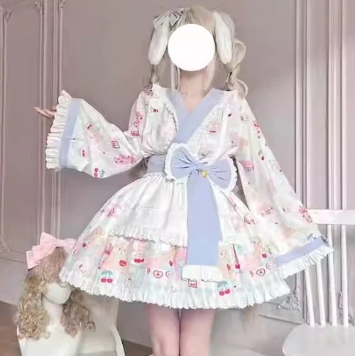 全2カラー　ビッグリボン付き和ロリメイド