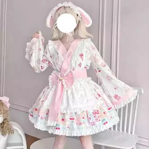 全2カラー　ビッグリボン付き和ロリメイド