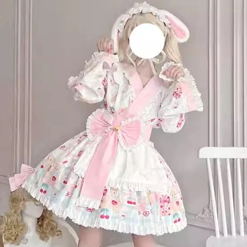 全2カラー　ビッグリボン付き和ロリメイド