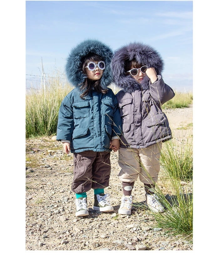 ダウンコート　キッズ　アウター ダウンジャケット 　コート 子供服 女の子 男の子　コート ジャケット 長袖 ラクーンファー付き あたたかい こども 防寒 子ども服 アウトドア 90/100