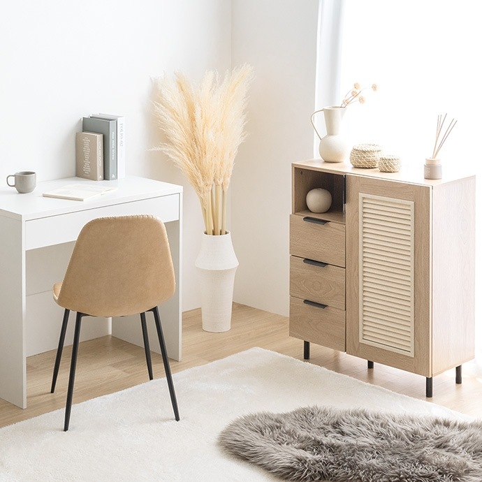 リビング収納キャビネット 幅70cm 通気性 ルーター収納 スライド引き出しレール