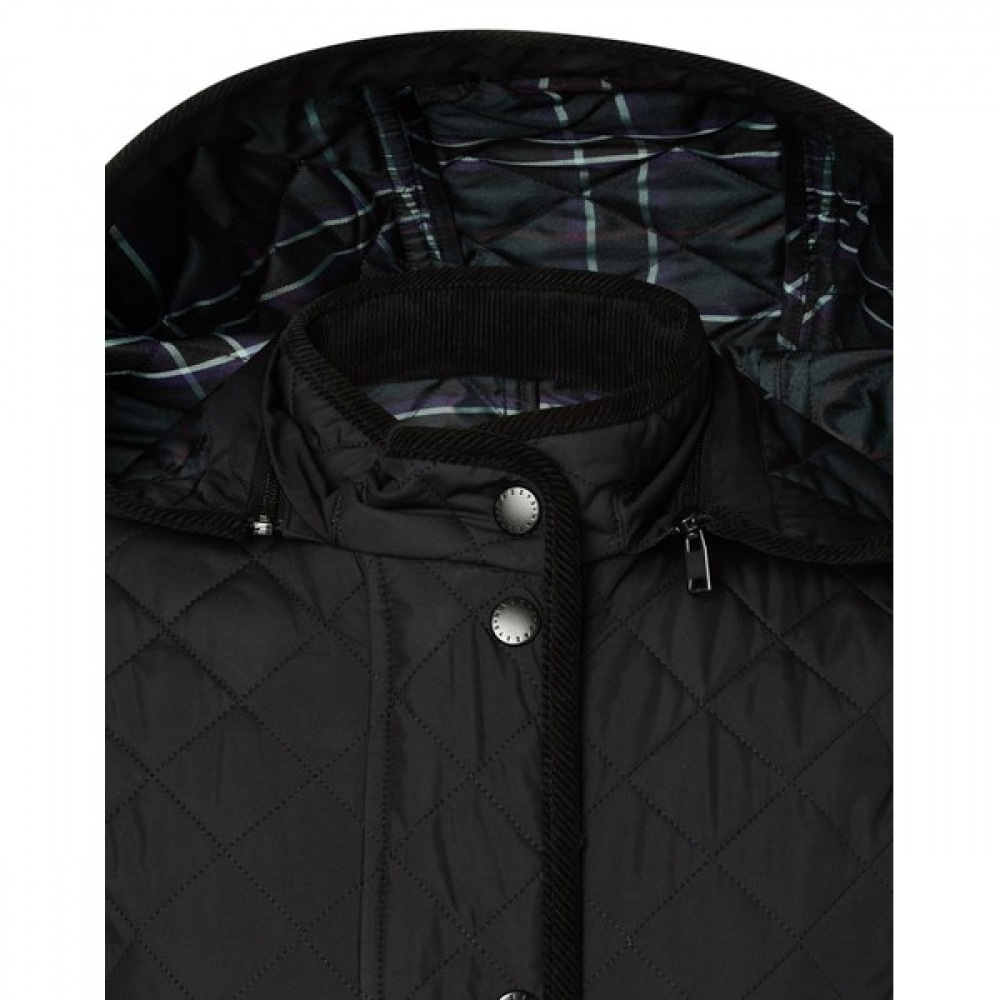 (ヘッジズレディース) 24FW チェック裏地フード付きショートキルトジャンパーブラック HSJU4D911BK (ヘッジズレディース) 24FW チェック裏地フード付きショートキルトジャンパーブラック HSJU4D911BK