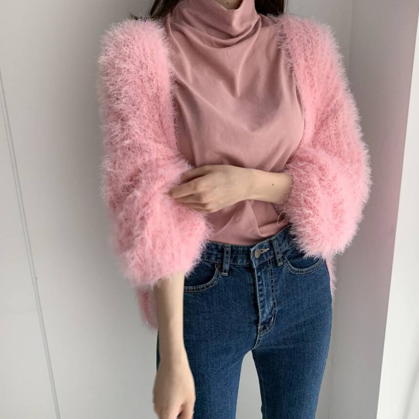 レディース セーター ジャケット アウター ニットソー 袖あり 長袖 ボリューム袖 萌袖 オフショルダー ワンショルダー もこもこ ふわふわ かわいい シンプル おしゃれ ラブリー 無地　春