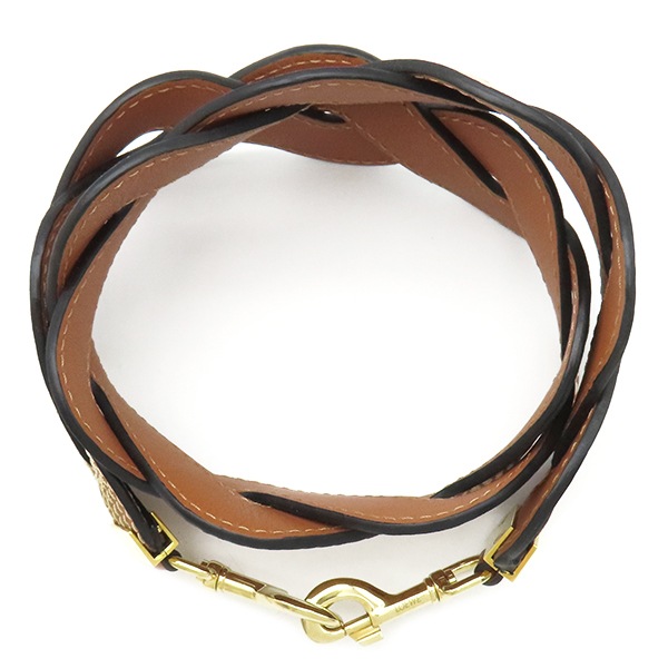 ロエベ LOEWE ショルダーストラップ ウェーブ ステッチ ショルダーストラップ レザー ブラウン ゴールド金具 茶 約93cm 【箱】【中古】