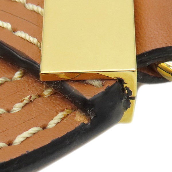ロエベ LOEWE ショルダーストラップ ウェーブ ステッチ ショルダーストラップ レザー ブラウン ゴールド金具 茶 約93cm 【箱】【中古】