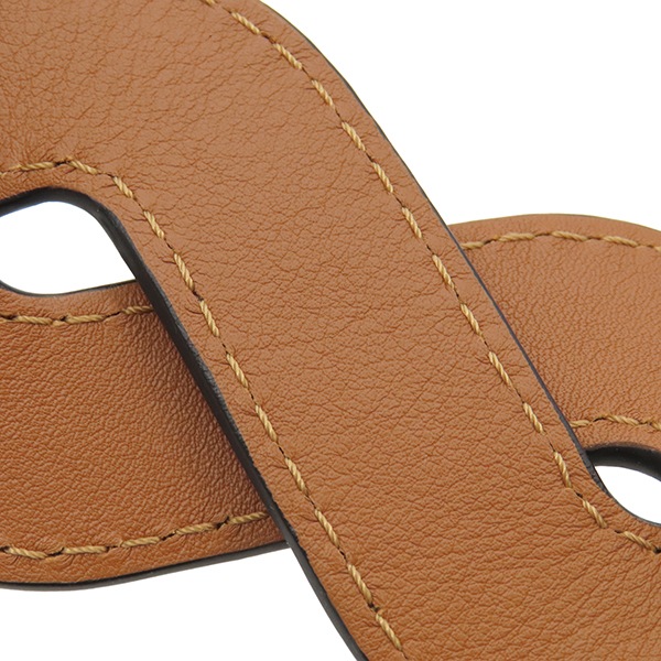 ロエベ LOEWE ショルダーストラップ ウェーブ ステッチ ショルダーストラップ レザー ブラウン ゴールド金具 茶 約93cm 【箱】【中古】