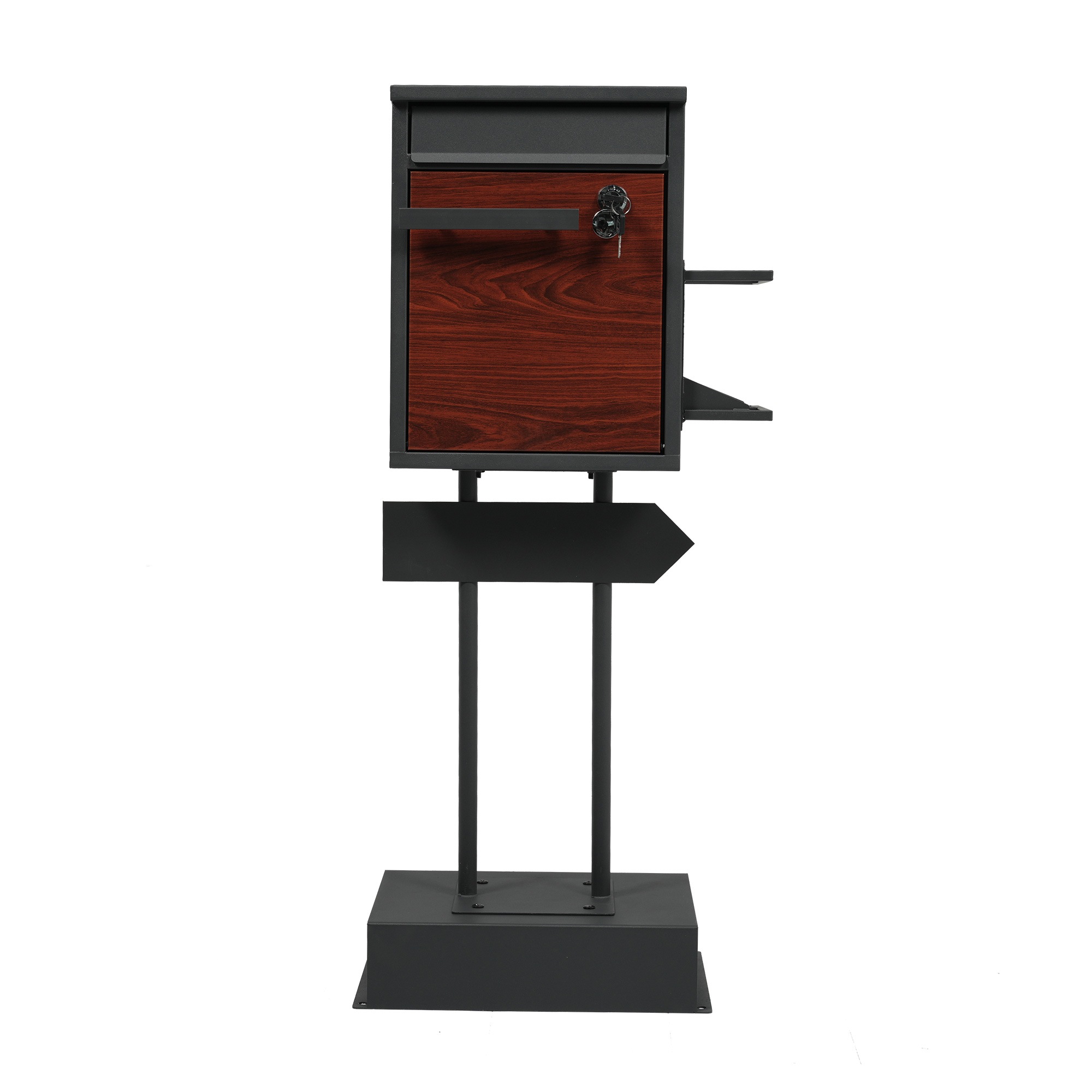 【国内出荷-送.料.無.料】宅配ボックス置き型スタンドポストメ一ル便·A4対応投函口3つポスト一体型鍵付き北欧複数投函配達ボックス一戸建て用スタンドポストメールボックスA4対応新聞受け高級【ダー～77