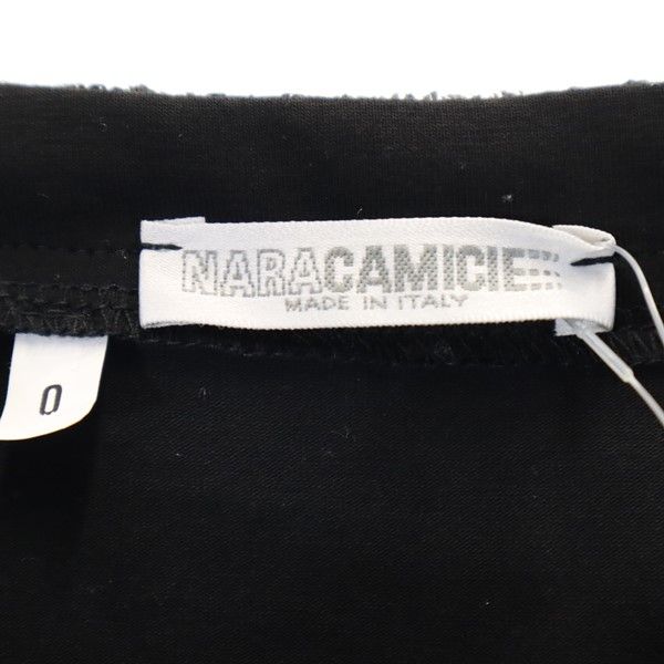 未使用 イタリア製 花柄 7分袖 ノーカラージャケット ブラック系 レディース