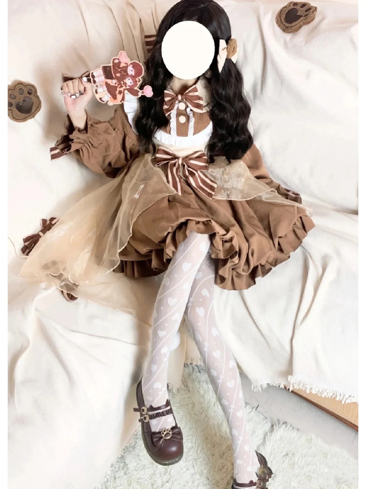 ロリータ秋冬新作ワンピースlolita可愛い長袖メッシュお姫様スカート大童百タックロリータスカート ロリータ秋冬新作ワンピースlolita可愛い長袖メッシュお姫様スカート大童百タックロリータスカート