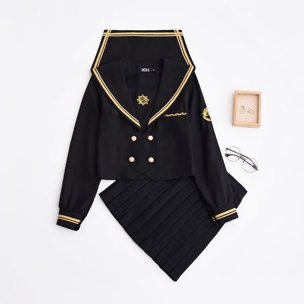 Qoo10] 学生服 長袖 セーラー服 3点上下セット