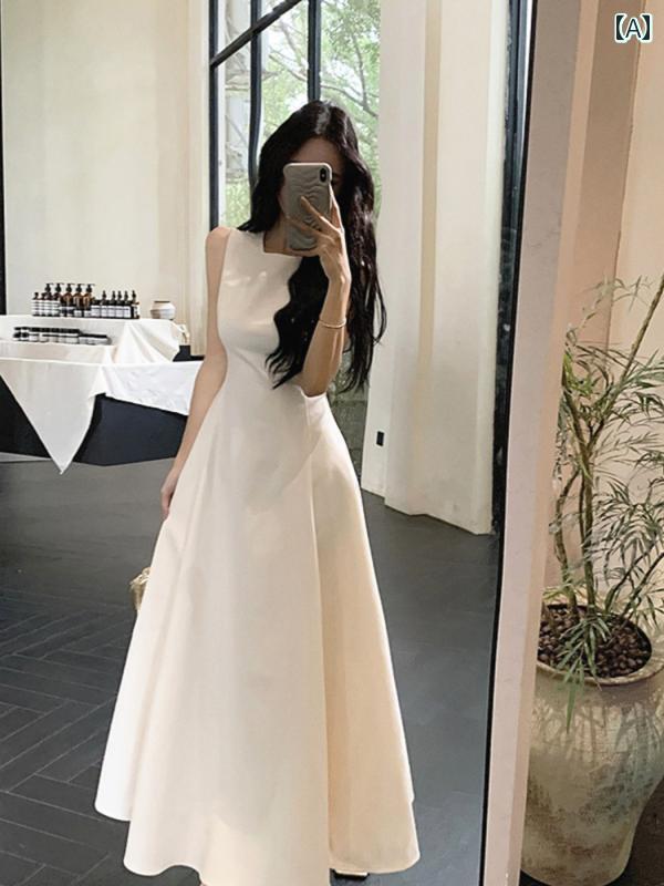 ワンピース ドレス おしゃれ 女性用 ホワイト ドレス 夏 2025 フレンチスタイル ハイエンド ノースリーブベスト スリム ウエスト ロング スカート ワンピース ドレス おしゃれ 女性用 ホワイト ドレス 夏 2025 フレンチスタイル ハイエンド ノースリーブベスト スリム ウエスト ロング スカート