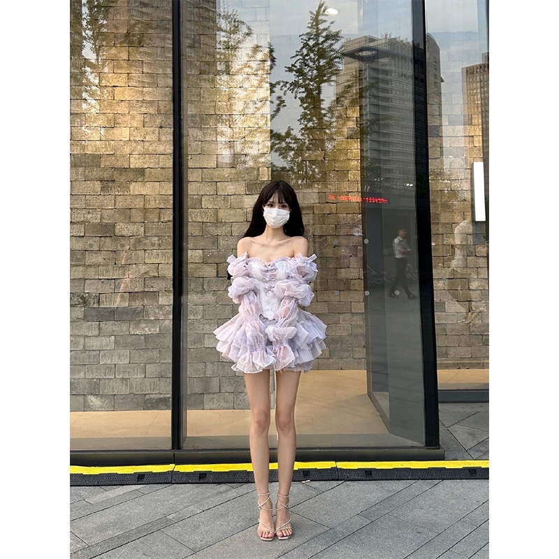 ハイエンドチューブトッププリンセスドレス女性スーパーフェアリードレス痩身テールドレス