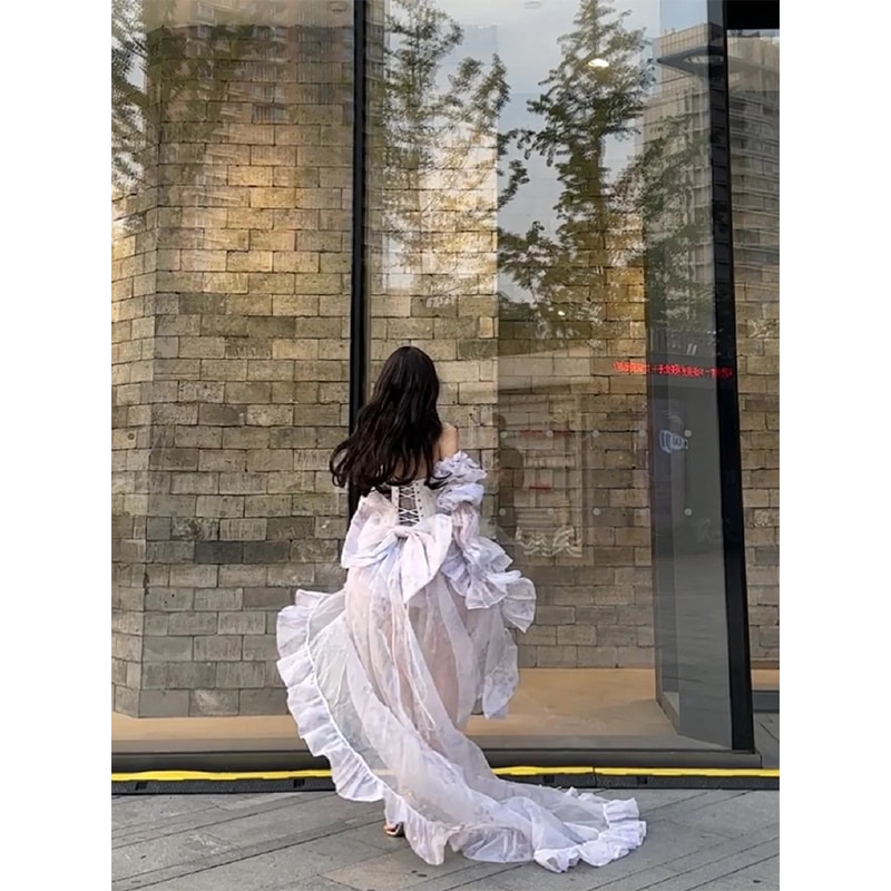 ハイエンドチューブトッププリンセスドレス女性スーパーフェアリードレス痩身テールドレス